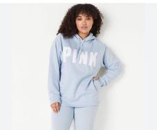 Victoria Secret PINK hooded jumper in baby blue  L (10) 12-14 (16) Brand New