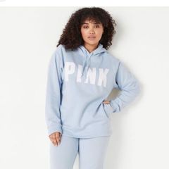 Victoria Secret PINK hooded jumper in baby blue  L (10) 12-14 (16) Brand New