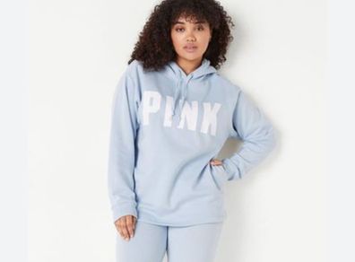 Victoria Secret PINK hooded jumper in baby blue  L (10) 12-14 (16) Brand New
