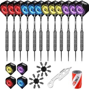 FREE DELIVERY | Steel tip Darts Set Aluminium shafts+Sharpener+Tool+Protectors+16 Flights,For 4 Beginners