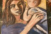 Oil painting mother and child free postage
