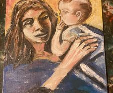 Oil painting mother and child free postage