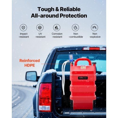 Fuel Caddy, 16 Gallon, Portable Fuel Tank with 12V DC 2.5 GPM Electric Fuel Transfer Pump, 4 ft Delivery Hose & Auto-Stop Sensor Nozzle