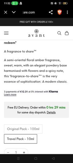Avant Quintessence 10ml EDP