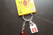 LegoVIP Chrome Red Minifigure Key Chain with Lego Logo Tile