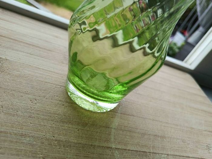 Vintage Humppila Green Swirl Glass Vase