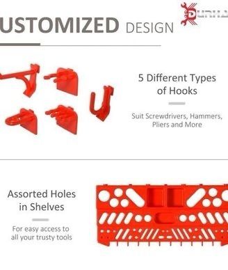 SALE 54 Pcs On-Wall Tool Equipment Holding Pegboard Home DIY Garage Organiser DIY w/ 50 Pegs 2 Shelves