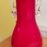Retro Hand Blown Red Glass Vase Cased in White Cherry Blossom 70's Image 3