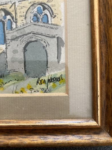 Victorian water colour & modern watercolour of Churches
