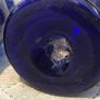 Czech Crystalex Cobalt Blue Vase Hand Painted White Flowers Vintage Image 7