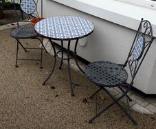 3-piece blue and white ceramic mosaic bistro set