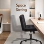 Mid-Back Cross-legged Desk Chair, Vanity Chair Dressing Table With Armless Seat for Home Office, Living Room, Bedroom Black Image 3