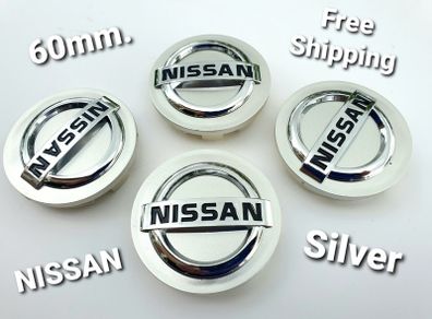 4 x Silver wheel caps NISSAN 60mm  hub 60 Juke Micra Note and others models