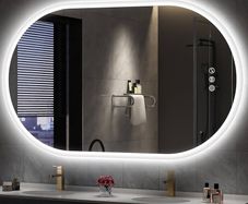 Oval Bluetooth Bathroom Mirror with LED Lights 600x1000mm, Anti-Fog, LED Bathroom Mirror with Memory, 3000K-6500K, Dimmable, HD Tempered Glass, IP44 Waterproof