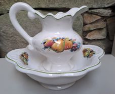 Vintage fruit jug and bowl