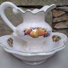 Vintage fruit jug and bowl