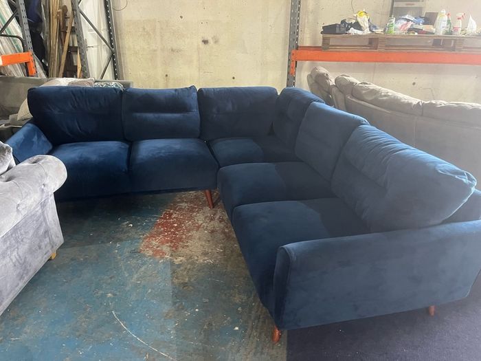 Blue corner sofa set couch