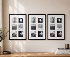 3 Black 6 Photo Gallery Picture Frames with White Mount for 6 pictures