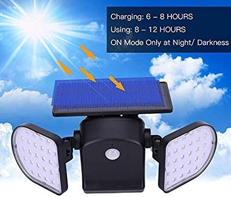 Outdoor Lights Solar Powered 56 LED Solar Lights Motion Sensor Double Heads Security Light Adjustable Spotlight Waterproof for Garage Garden Driveway Front Door Wall