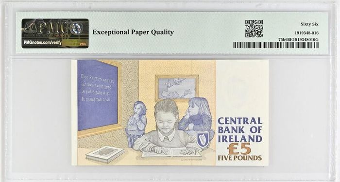 Ireland | 1999 | 5 Pounds | P.75b | Ztm 684203 | Gem Unc 66 Epq