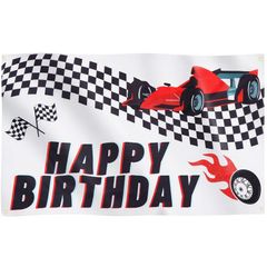Happy Birthday Chequered Flag, 91x152cm