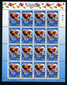 2001 Ireland Love Commemorative Stamp Sheetlet Plate 1A1A1A1A Mint Never Hinged (MNH)