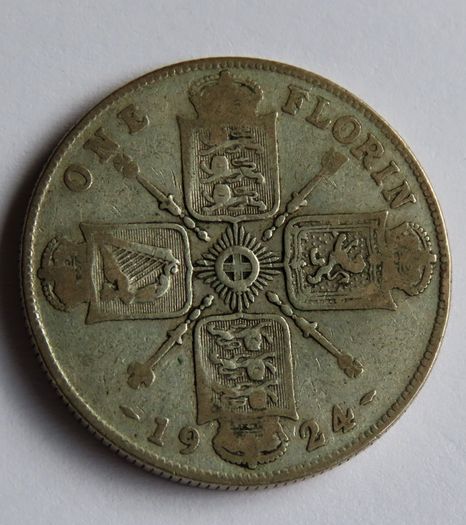 1924 Silver florin 101 years old antique coin