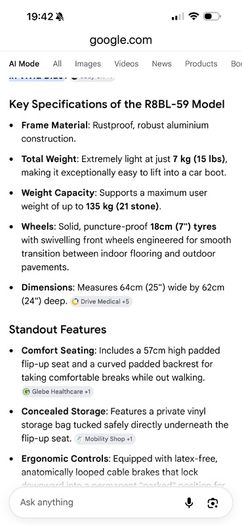 4 Wheeled Rollator with Seat - De Vilbias