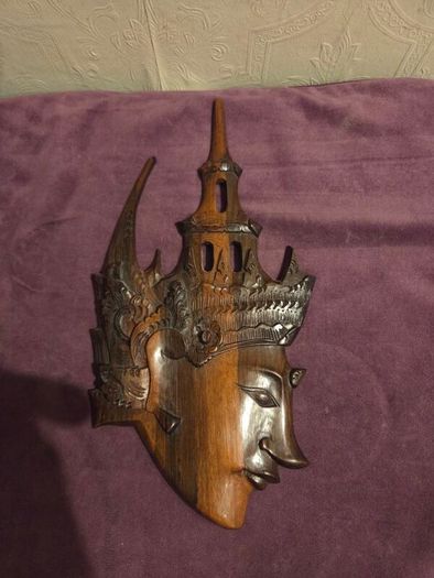 Vintage Thai Carved Face Temple Deity
