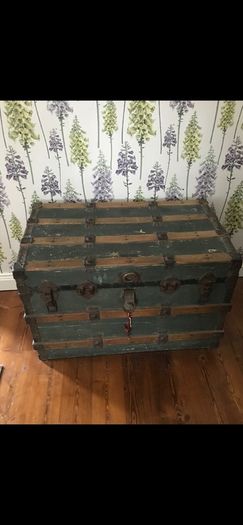 Antique 1912 Trunk with Original Stamp plate