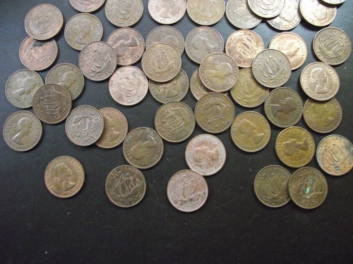 Great Britain. Elizabeth II. 72 coins x half penny (1953-1967) Nice Condition!