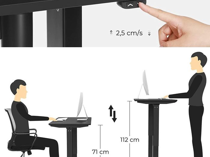 _Electric Desk, Height-Adjustable, Desk Stand, Table Frame with Motor, 120 x 60 x (73-114) cm, Steel, Black