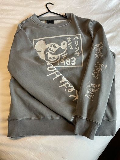 Disney x Keith Haring Grey Sweatshirt - Graphic Print, Streetwear Style