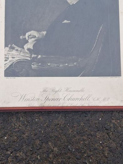 Midcentury Signed Winston Churhill Lithograph