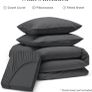 Oxford Homeware Double Duvet Set Charcoal Brushed Microfiber 4 Piece with Fitted Sheet - Brand New Image 3