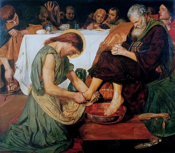 An Original Rare Antique Print from Picture Relics - Christ Washing Peter's Feet by 'FORD MADDOX BROWN' Dated: 1856