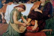 An Original Rare Antique Print from Picture Relics - Christ Washing Peter's Feet by 'FORD MADDOX BROWN' Dated: 1856