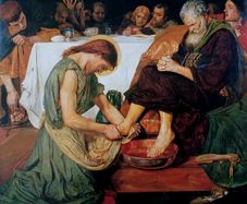 An Original Rare Antique Print from Picture Relics - Christ Washing Peter's Feet by 'FORD MADDOX BROWN' Dated: 1856