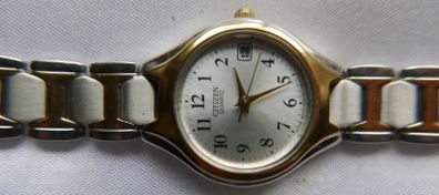 Citizen Watch Women 23mm Silver Dial Two Tone Date Round New Battery