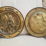 Pair of Vintage Brass Circular Embossed Plate Plaques Image 6