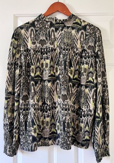 Size 12 Grey/Beige/Green Blouse by B Young