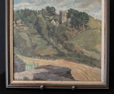 Vintage Oil Painting - Talland Church, Near Looe, Cornwall (c. 1950s)