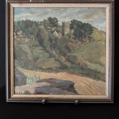 Vintage Oil Painting - Talland Church, Near Looe, Cornwall (c. 1950s)