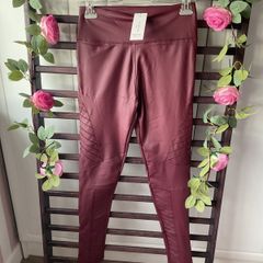 leggings Bnwt burgundy fake leather biker style leggings m/l