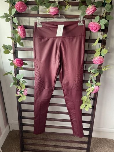 leggings Bnwt burgundy fake leather biker style leggings m/l