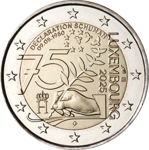 Luxembourg 2 Euro Commemorative Coin 2025 - The Schuman Declaration. Uncirculated.
