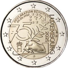 Luxembourg 2 Euro Commemorative Coin 2025 - The Schuman Declaration. Uncirculated.