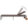 Sun Lounger with Wheels Poly Rattan Brown Image 6