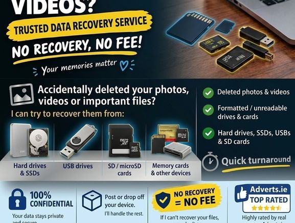 Data Recovery Service - Deleted Photos, Files, USB, SD Cards & HDDs