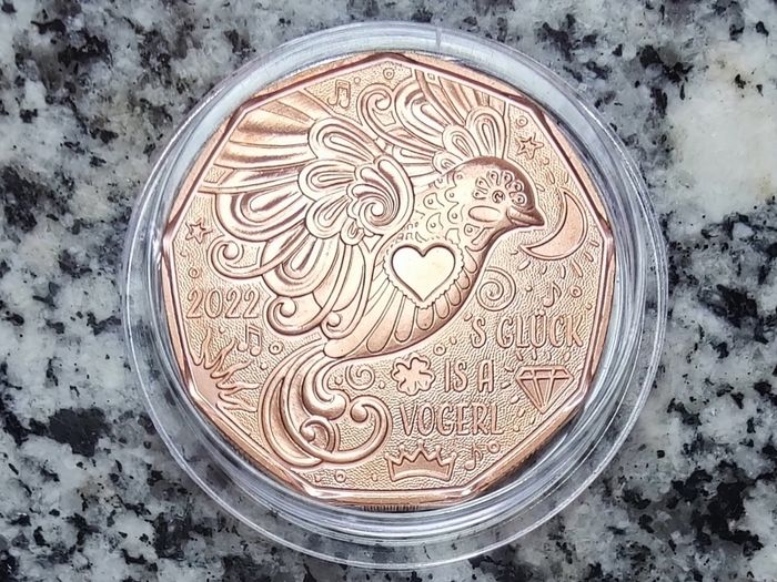 Austria 5 Euro Copper (.999) Uncirculated Coin 2022 - Happiness is a Bird - New Year Coins